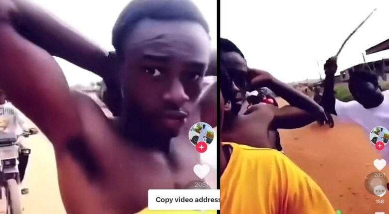 Alleged thief placed on moving motorbike; other riders flog him as they parade him (video)