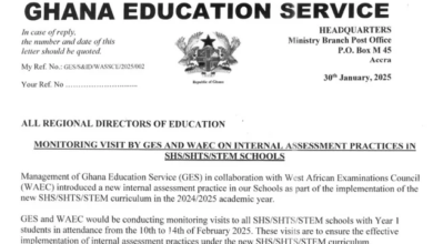 monitoring visit by GES and WAEC on internal assessment practices in SHS/SHTS/STEM schools.