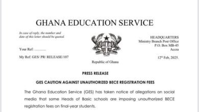 GES Prohibits School Heads Against Unauthorized BECE Registration Fees